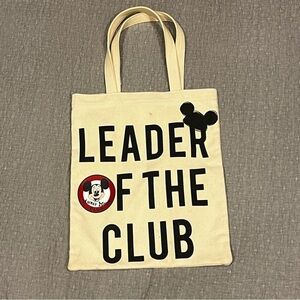Disney Parks Leader of the Club Canvas Tote Bag Mickey Mouse Club Double Straps